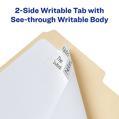 Avery Filing Ultra Tabs, 3" x 1.5", 2-Side Writable, White, 24 Repositionable File Tabs (74776) - color: White, style: 24 tabs