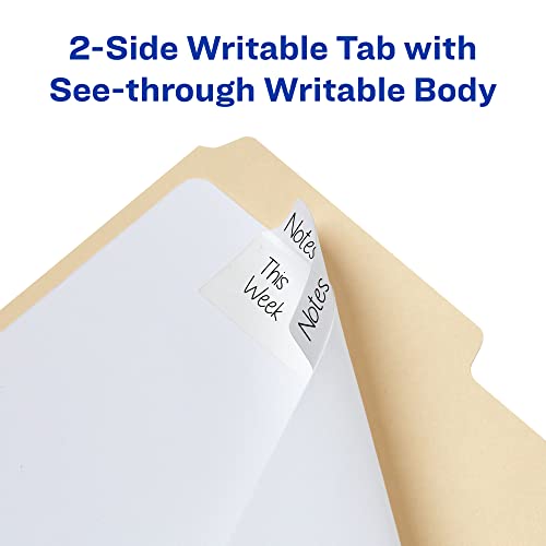 Avery Filing Ultra Tabs, 3" x 1.5", 2-Side Writable, White, 24 Repositionable File Tabs (74776) - color: White, style: 24 tabs
