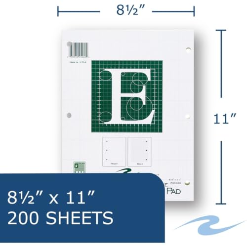 ROARING SPRING Graph Ruled Engineering Pad, Engineering Graph Paper Pad, 5x5 Grid to Edge, 8.5" x 11", 200 Sheets, 3 Hole Punched, Green Tinted Sheets, Made in USA - color: Green, size: Grid-to-Edge (200 Sheets) (Pack of 1)