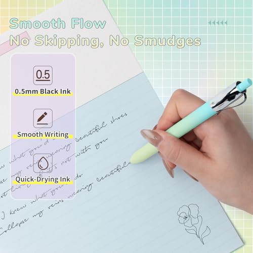 YOXMJDB 5 Pcs Gel Pens, 0.5mm Black Ink Fine Point Quick-Drying Retractable Pens with Metal Clip, Smooth Writing Pens for School & Office, Journaling & Note Taking (5 Pcs Z4 Aurora) - color: 5 Pcs Z4 Aurora