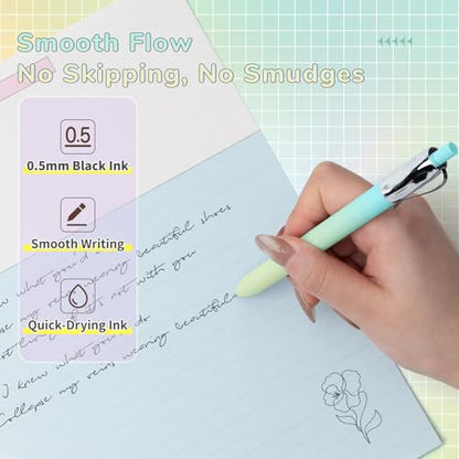 YOXMJDB 5 Pcs Gel Pens, 0.5mm Black Ink Fine Point Quick-Drying Retractable Pens with Metal Clip, Smooth Writing Pens for School & Office, Journaling & Note Taking (5 Pcs Z4 Aurora) - color: 5 Pcs Z4 Aurora