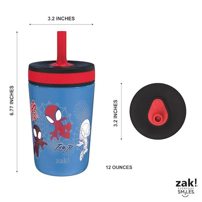 Zak Designs Marvel Spider-Man Kelso Toddler Cups For Travel or At Home, 12oz Vacuum Insulated Stainless Steel Sippy Cup With Leak-Proof Design is Perfect For Kids (Spidey and His Amazing Friends) - color: Spiderman