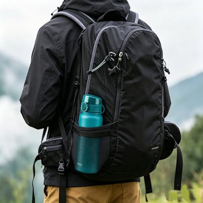 GOPPUS Insulated water bottle 20 oz Stainless Steel Water Bottle BPA-Free Sports Water Bottles, Great for Travel,Silicone Spout Lid- Leak & Sweat Proof with Anti-Dust(Blue green) - color: Blue green