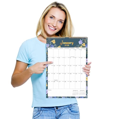 Lbylyhxc 2026 Calendar -18 Monthly Wall Calendar 2026 from Jan 2026 to Jun 2027, 17 x 12 Inches.Thick Paper with Julian Dates Large Wall calendar 2026 for New Year Presents (Large Wall Calendar Flower A) - color: Large Wall Calendar Flower A