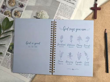 Christian Spiral Notebooks For Women - Bible Study Prayer Journal Dairy With God Says,140 Pages,Hardcover Coil-Bound Subject Notebook College Ruled,Inspirational Gifts For Church Members Journals For Writing, A5(5.8"X8.3") (Blue) - color: Blue