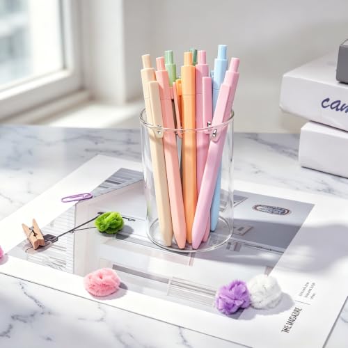 Piochoo Aesthetic Pens, 8 Pcs 0.5mm Gel Pens, No Smudge Quick Dry Smooth Writing Pens, Cute Black Ink Journaling Pens for Women Nurse School Office Desk Accessories - color: Pastel Color