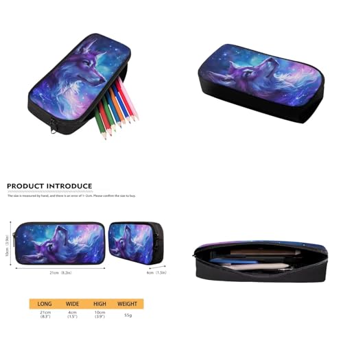 Galaxy Wolf Backpack for Girls Boys Backpack with Lunch Box Water Bottle Carrier and Pencil Pouch 4PCS Set Bookbag with Front Pocket for School 17 inch Large Capacity School Bag for Kids - color: Galaxy Wolf