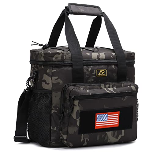 Lunch Box for Men, 22L Leakproof Tactical Lunch Bag Large Cooler for work | Adjustable Shoulder Strap,MOLLE Webbing Leakproof Insulated Large Lunch Cooler,Adult Meal Water-Resistant Lunch Pail for Men - color: Camo-Black, size: Large