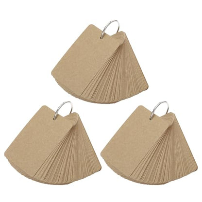 YOKIVE 150 Pcs Blank Flash Cards for Studying, Index Note Cards with Ring, Easy Flip, Great for Studying Bookmark Learning (Brown, 3.5 x 2-Inch) - color: Brown