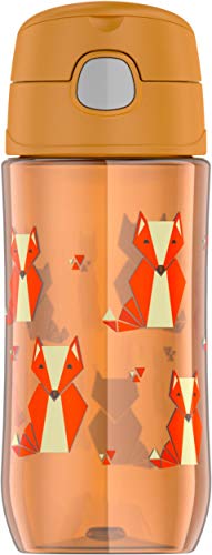 THERMOS FUNTAINER 16 Ounce Stainless Steel Vacuum Insulated Bottle with Wide Spout Lid, Fox Friends - color: Fox Friends