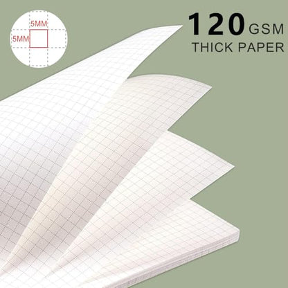 3PCS Graph Grid 120GSM Thick Paper Spiral Notebooks with Removable Elastic Bands, Medium Size Graphing notebook 5.7" x 8.3" (A5, Grid) - size: A5(5.7"×8.3"), style: Grid / 3PCS