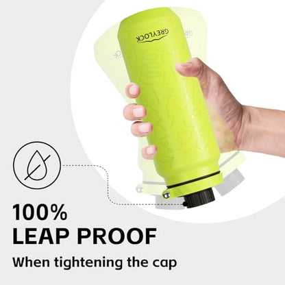 GREYLOCK 32 oz Insulated Water Bottle with Straw Lid, Leakproof Reusable Stainless Steel Vacuum Flask, 24hr Cold & Hot, Carry Handle & Silicone Spout, BPA-Free for Gym, Hiking, Travel,Green - color: Lemon Grove, size: 32 Ounces