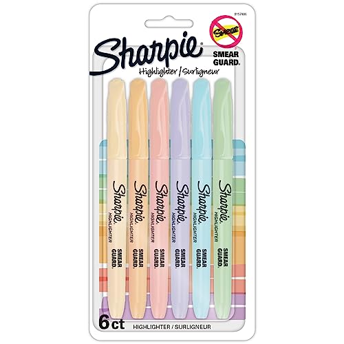 Sharpie® Accent Pocket Highlighters, Chisel Tip, Assorted Barrels, Assorted Mild Pastel Ink, Pack Of 6 Highlighters