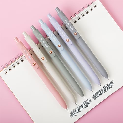 Mr. Pen- Retractable Gel Pens with Rose Gold Ring and Ball, 6 Pack | Morandi Barrels, Japanese Black Gel Pens, Fast Dry, Fine Point 0.5mm - color: Morandi Barrels with Rose Gold Ring