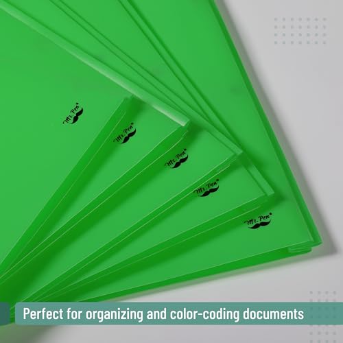 Mr. Pen- Plastic Folders with Pockets and Prongs, 5 Pack, Letter Size | Pocket Folders, Folders with Prongs, File Folders with Fasteners, 2 Pocket Folder - color: Green, size: 5 Pack