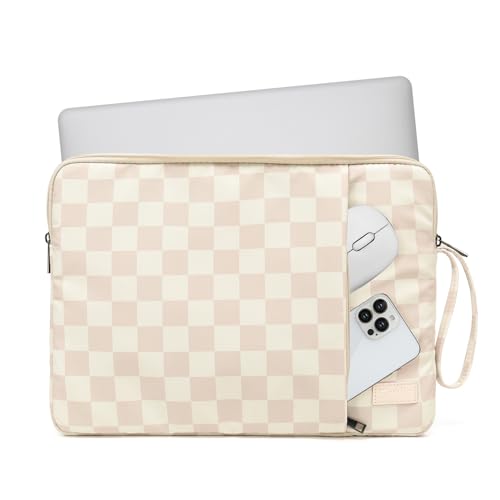 Laptop Sleeve 13.3 inch14 Inch, 15.6inchWater Resistant Traveling Computer Cover with Handle, Shockproof Protective Carrying Laptop Case (Y8-Khaki Checker, 15 inch-15.6 inch) - color: Y8-Khaki Checker, size: 15 inch-15.6 inch
