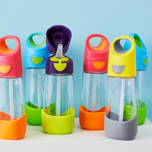 b.box Kids Water Bottle – Tritan Toddler Drink Bottle with Straw for School, Daycare, Travel w/ Easy-Grip Triangular Design, Leak Proof Lid & Handle, BPA Free, Dishwasher Safe (Passion Splash) - color: Purple, size: 15 Ounces