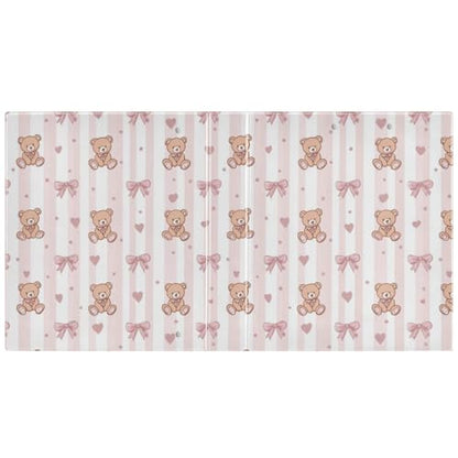 3 Ring Binder 1.5 Inch Binders Striped Teddy Bear Binder Organizer Fashion View Binders with 2 Pockets for Home School Office Supplies 2 Pack - size: one sizex2