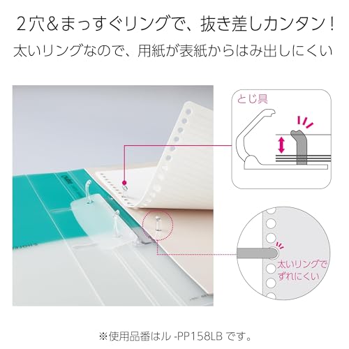 Kokuyo Campus Refillable Notebook, A4 Slim 2 Ring Binder Notebook with 5 Subject Dividers, 100 Sheets Capacity. Suitable for 30 Holes Loose Leaf Paper, Mineral Pistachio Green (Le-PP158-L4LG) - color: Pistachio Green, size: A4