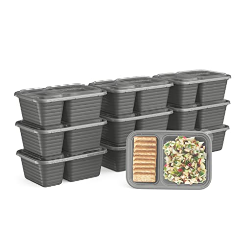 Bentgo Prep - 2-Compartment Snack Containers with Lids - Reusable, Microwaveable, Durable, PFAS & BPA-Free, Freezer and Dishwasher-Safe Meal Prep Food Storage - 10 Trays & 10 Lids (Pewter) - color: Pewter