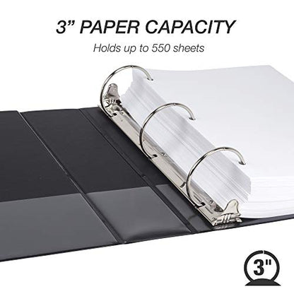 Samsill 4 Pack Durable 2 Inch 3 Ring Binders, Round Ring, Clear View Cover for Presentations, Black - color: Black, size: 3-Inch