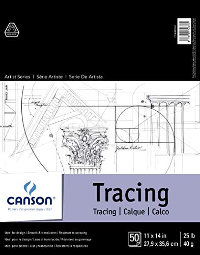 Canson Foundation Tracing Paper Pad for Ink, Pencil and Markers, Fold Over, 25 Pound, 11 x 14 Inch, 50 Sheets - size: 11" x 14", style: 11" x 14" Fold Over