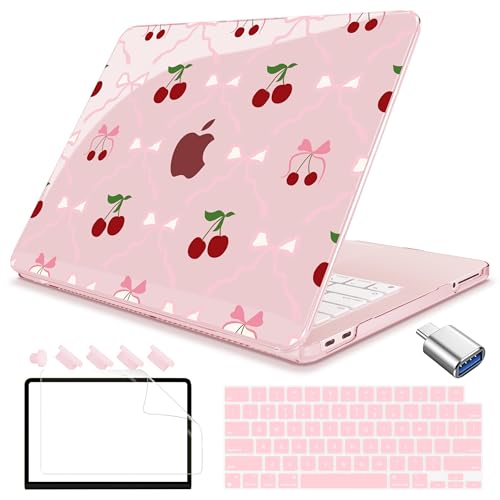 Teryeefi 5-in-1 Case for MacBook Neo 13 inch 2026 Release Model A3404, Laptop Hard Shell Cases with Keyboard Skin & Screen Protector & Type C Adapter, Cherry Bows - color: Cherry Bows