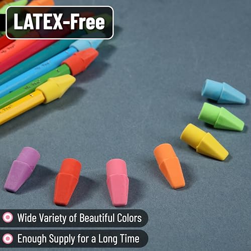 Mr. Pen- Pencil Erasers Toppers, 500 Pack, Colorful, Latex Free, No Smudge | Mr Pen Erasers for Pencils, Bulk Pencil Eraser Caps, Teachers as School Supplies, Classroom Set for Kids