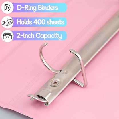 Zzrywuty Durable 3 Ring Binder,2 Inch Economy 4 Pack,Each Holds 540 Sheets,D-Ring Presentation View Binders for Office,School,Home(Pastel Assortment) - size: 2 Inch, style: Pastel Assortment