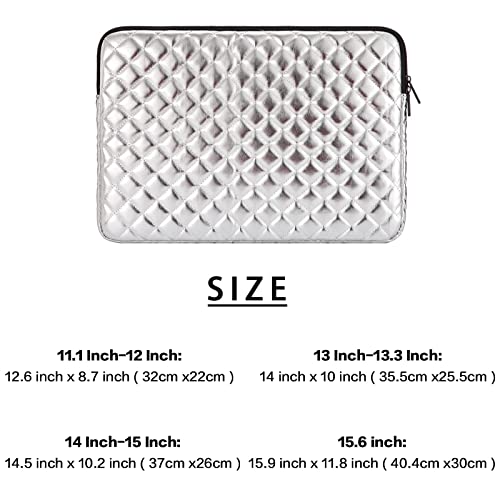 TRIUMPH VISION Puffy Laptop Sleeve Pouch Case Protective Bag Lined Padded | Puffy Laptop Case 15.6 in Quilted Leather Protection Shockproof Cushion Padding Fashion with Pocket Safe Silver - color: Silver Quilted, size: 15.6 Inch