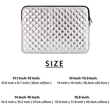TRIUMPH VISION Puffy Laptop Sleeve Pouch Case Protective Bag Lined Padded | Puffy Laptop Case 15.6 in Quilted Leather Protection Shockproof Cushion Padding Fashion with Pocket Safe Silver - color: Silver Quilted, size: 15.6 Inch