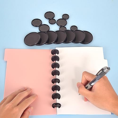 36 Pieces (2",1-3/8",1") Black Discbound Discs Plastic Binder Rings Expansion Discs Notebooks Planner Discs Binder Accessories Disc Binder System Book Binding Discs for Planner Scrapbooking (Black) - color: Black