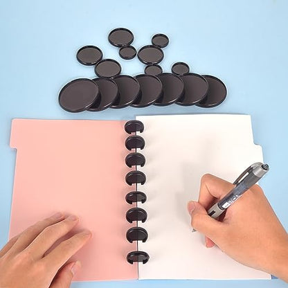 36 Pieces (2",1-3/8",1") Black Discbound Discs Plastic Binder Rings Expansion Discs Notebooks Planner Discs Binder Accessories Disc Binder System Book Binding Discs for Planner Scrapbooking (Black) - color: Black