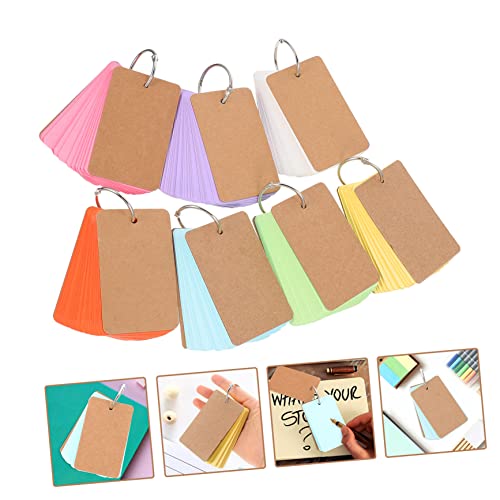 ARTIBETTER 7 Sets DIY Blank Flash Cards with Binder Rings Multi Color Memo Pads for Students Travel Diaries Creative Writing Study and Office Organization