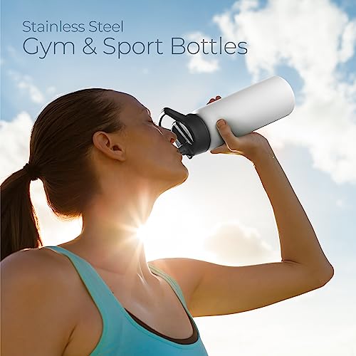 SipX™ 25 oz Insulated Water Bottle with 3 Lids – Leakproof Stainless Steel, Triple Insulated – Cold 24 Hours/Hot 12 Hours – Durable Bottle for School, Gym, Travel – White - color: White, size: 25 Ounces