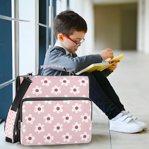 Mini Flowers Zipper Binder for School with Shoulder Strap & Extra Pockets - 1.5 Inch 3-Ring Binder Holds 500+ Sheets, Textbooks, Laptop
