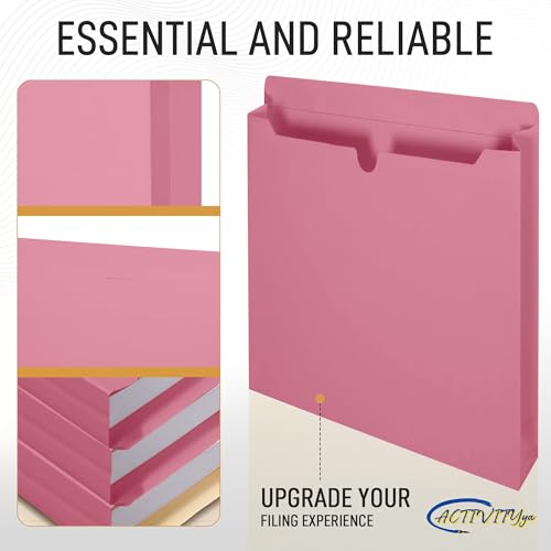 Pink File Jackets, 2 Inch Expansion, Letter Size, Reinforced Straight-Cut Tab, 6 Pack - color: Pink, style: 2 Inch Expansion