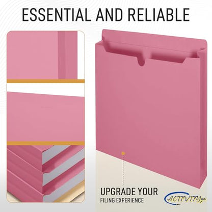 Pink File Jackets, 2 Inch Expansion, Letter Size, Reinforced Straight-Cut Tab, 6 Pack - color: Pink, style: 2 Inch Expansion
