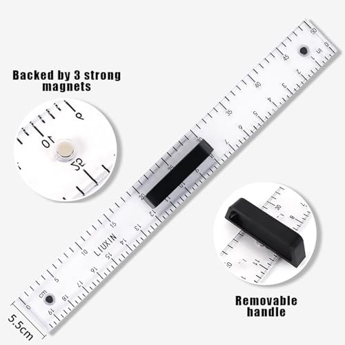 Magnetic Geometry Tool, Protractor, Triangle Rulers Easy Attachment Blackboard Measurement Kit, Teacher Board Protractor Multi-Purpose Kit Large (Transparent-4pc) - style: Transparent-4pc