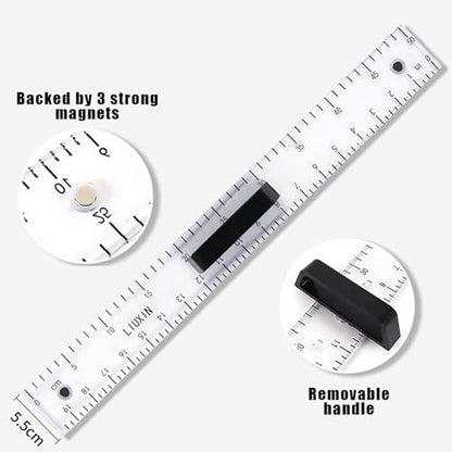 Magnetic Geometry Tool, Protractor, Triangle Rulers Easy Attachment Blackboard Measurement Kit, Teacher Board Protractor Multi-Purpose Kit Large (Transparent-4pc) - style: Transparent-4pc