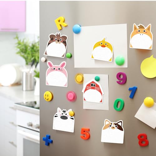 Yinder 24 Pads Cute Sticky Notes Fun Kawaii Farm Animal Sticky Notes Pads Bulk Cartoon Memo Self Adhesive Gift Back to School Veterinary Office School Tab Party Supplies - style: Farm Animals
