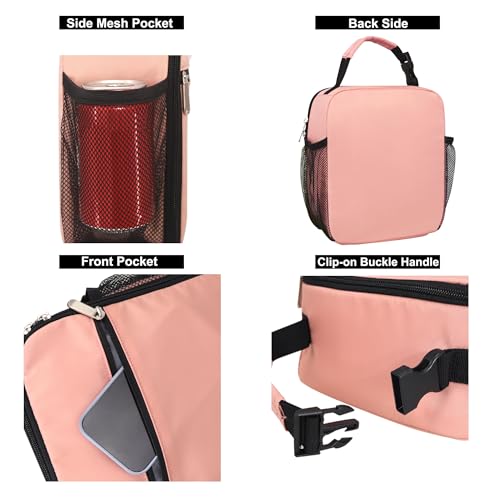 Lunch Box for Men & Women Durable Lunch Bag for Adults Reusable Small Lunchbox Pink - color: Pink