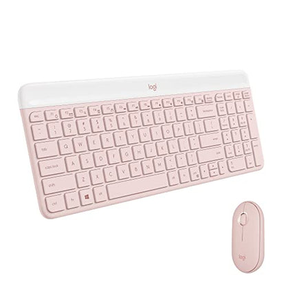 Logitech MK470 Slim Wireless Keyboard and Mouse Combo - Modern Compact Layout, Ultra Quiet, 2.4 GHz USB Receiver, Plug n' Play Connectivity, Compatible with Windows - Rose - color: Rose