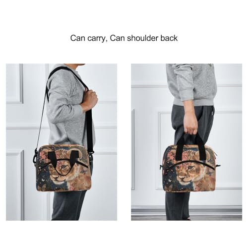 ALAZA Cute Lion Flowers Butterflies Insulated Lunch Bag Women Men Portable Reusable Cooler Lunch Tote Bag for Work Office Picnic College - color: Multi 12