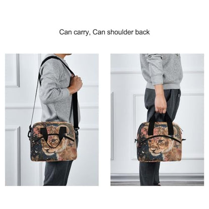 ALAZA Cute Lion Flowers Butterflies Insulated Lunch Bag Women Men Portable Reusable Cooler Lunch Tote Bag for Work Office Picnic College - color: Multi 12