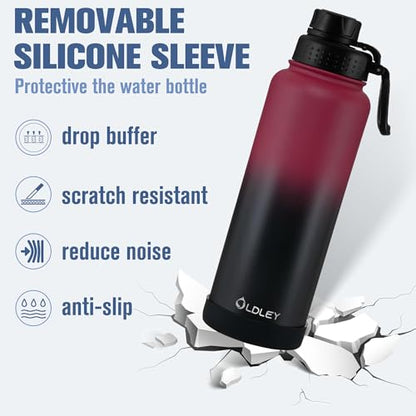 OLDLEY 40 oz Insulated Water Bottle With Straw, Stainless Steel Sports Water Cup Flask with 3 Lids(Straw, Spout and Handle Lid) Double Walled Travel Thermal Canteen Mug,Dark Rainbow - color: Dark Rainbow, size: 40 Ounces