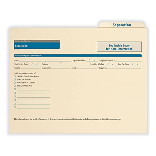 ComplyRight Separation Folder, Pack of 25 | 9-1/2" x 11-3/4", Document Filing Folder for Businesses, HR Employee Management Documentation Office Supplies - style: Separation