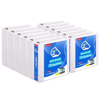 COMIX Heavy Duty Slant-D Ring View Binder, 2 inch 3 Ring Binders, Hold 500 Sheets of 8.5" x 11" Paper, 12 Pack (White) - color: White, size: 2 inch, style: 12 Pack