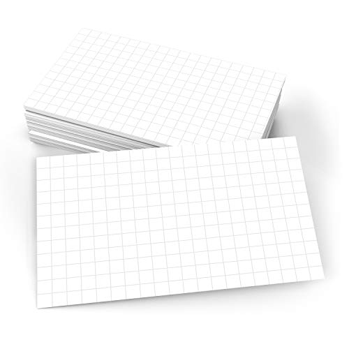 321Done Graph Ruled Index Cards, Small Size, 0.25 Grids (Set of 50) 3x5, Double-Sided, Thick Cardstock, White - Made in The USA - color: Graph - Larger 0.25" Grids, size: X-Small (3" x 5")