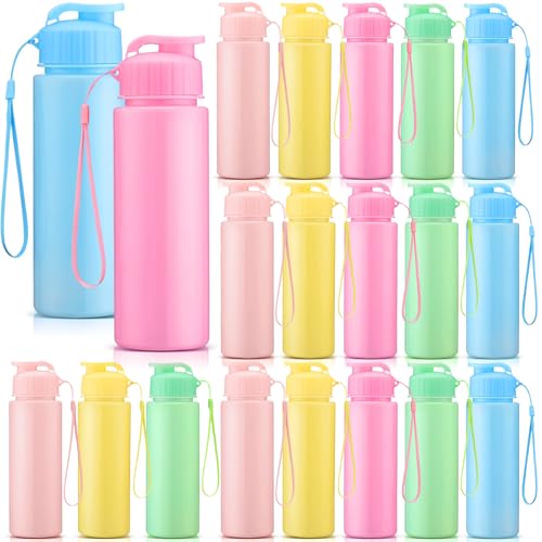 Mifoci 20 Pieces Water Bottle Bulk 17 oz Plastic Water Bottles Bulk Gym Sports Adults Reusable Large Bottles with Leak Proof Flip Top for Party Outdoor (Macaron Colors) - color: Macaron Colors